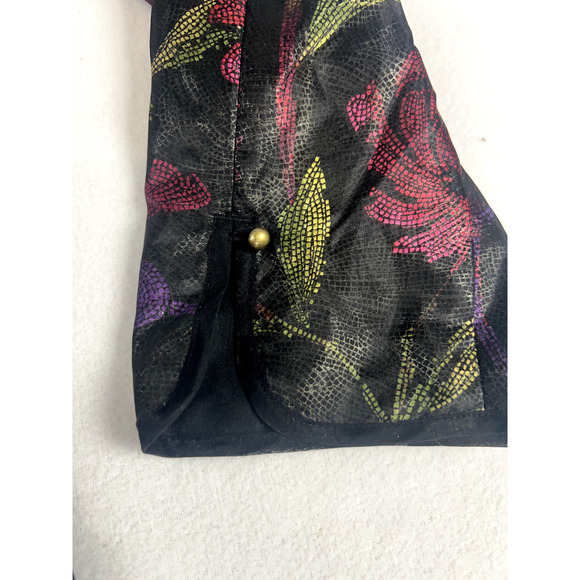 Chicos Jacket Asian inspired Women's Sz 2 Black Floral Long Sleeves‎ Beaded Silk - Picture 4 of 13